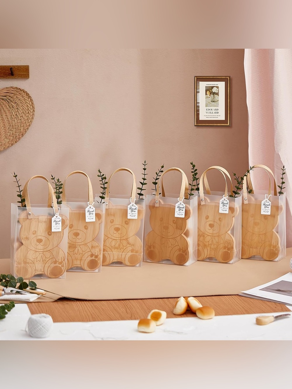 55pc Baby Shower Favor Set Bamboo Bear Boards & Towels NIB